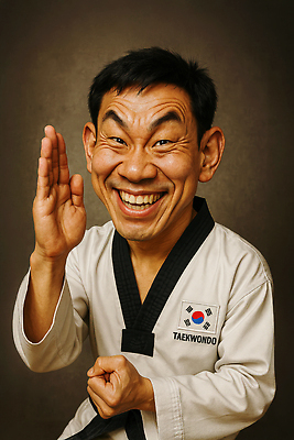 JPG 편집이미지 남자 중년 한명 미소 상반신 갈색 손들기 주먹 수비 유머 태극기 역동적 태권도복 열정 태권도선수 준비자세 검은띠 중년남자한명만 편집실사 1 감정 스포츠용품 컬러 포즈 컨셉 모션 운동선수 표정 도복 사람 성인 끈 국기 CG 태권도 준비 남자한명만 중년남자만 파일형식