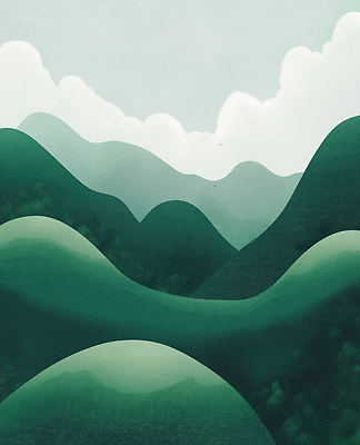 JPG 구름 일러스트 자연 하늘 풍경 사람없음 초록색 드넓은 산맥 국내일러스트 AI일러스트 AI콘텐츠 자연요소 컬러 산 생태계 파일형식