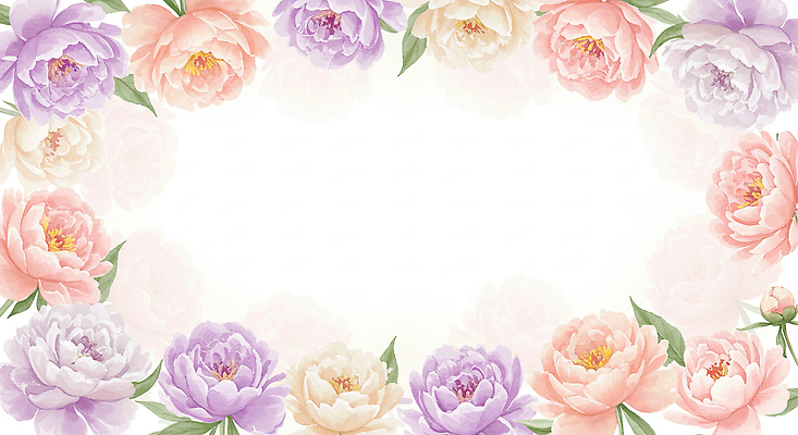 JPG 분홍색 잎 일러스트 수채화 사람없음 꽃프레임 작약 카피스페이스 국내일러스트 AI일러스트 AI콘텐츠 식물 꽃 컬러 프레임 공백 파일형식