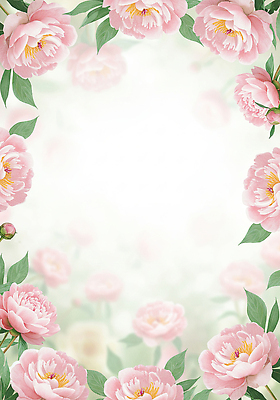 JPG 분홍색 잎 일러스트 수채화 사람없음 꽃봉오리 꽃프레임 작약 카피스페이스 국내일러스트 AI일러스트 AI콘텐츠 식물 꽃 컬러 프레임 공백 파일형식