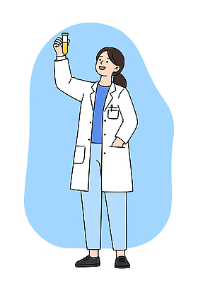 전신 PSD 여자 하늘색 일러스트 직업캐릭터 한명 미소 들기 성인 실험복 연구원 과학자 시험관 주머니손 성인여자한명만 일러캐릭터 직업 캐릭터 1 과학 모션 표정 실험기구 사람 파란색 가운 학자 여자한명만 성인여자만 파일형식