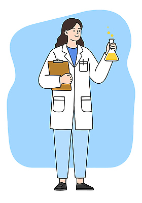 전신 PSD 여자 하늘색 일러스트 직업캐릭터 실험 한명 미소 들기 성인 실험복 연구원 과학자 삼각플라스크 서류판 성인여자한명만 일러캐릭터 직업 캐릭터 1 과학 모션 표정 사람 파란색 사무용품 가운 플라스크 학자 여자한명만 성인여자만 파일형식