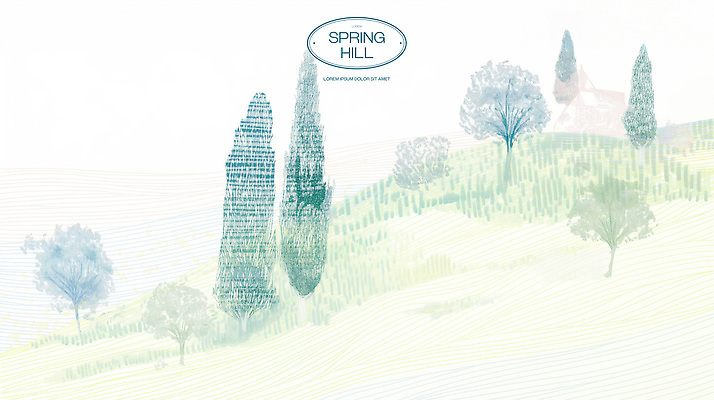 PSD 나무 일러스트 자연 잔디 초원 사람없음 연두색 봄풍경 언덕 드넓은 국내일러스트 식물 풍경 초록색 봄 생태계 파일형식