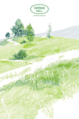 PSD 나무 길 일러스트 자연 잔디 초원 사람없음 연두색 봄풍경 언덕 드넓은 국내일러스트 식물 풍경 초록색 봄 생태계 파일형식