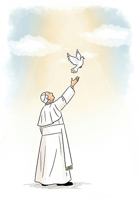 전신 PSD 구름 할아버지 노년 남자 십자가 일러스트 하늘 한명 서기 빛 손들기 평화 천주교 흰색 비행 비둘기 교황 신부복 노인남자한명만 국내일러스트 자연요소 1 종교 컬러 컨셉 모션 조류 사람 성인 남자한명만 노인남자만 파일형식