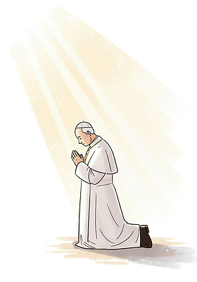 전신 PSD 할아버지 노년 남자 십자가 일러스트 한명 빛 눈감음 천주교 흰색 기도 무릎꿇기 손모으기 합장 교황 신부복 노인남자한명만 국내일러스트 1 종교 컬러 모션 사람 손짓 성인 남자한명만 노인남자만 파일형식