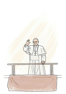 PSD 할아버지 노년 남자 안경 십자가 일러스트 난간 한명 서기 빛 울타리 손들기 천주교 흰색 인사 잡기 교황 신부복 노인남자한명만 국내일러스트 1 잡화 종교 컬러 모션 사람 성인 담장 예절 남자한명만 노인남자만 파일형식