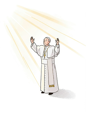 전신 PSD 할아버지 노년 남자 십자가 일러스트 팔벌리기 한명 서기 빛 손들기 천주교 흰색 교황 신부복 노인남자한명만 국내일러스트 1 종교 컬러 모션 사람 성인 남자한명만 노인남자만 파일형식