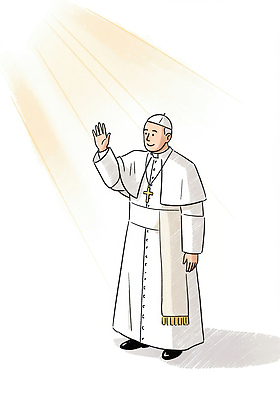 전신 PSD 할아버지 노년 남자 십자가 일러스트 한명 서기 빛 손들기 천주교 흰색 인사 교황 신부복 노인남자한명만 국내일러스트 1 종교 컬러 모션 사람 성인 예절 남자한명만 노인남자만 파일형식