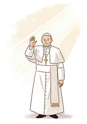 전신 PSD 할아버지 노년 남자 십자가 일러스트 한명 서기 빛 손들기 천주교 흰색 인사 교황 신부복 노인남자한명만 국내일러스트 1 종교 컬러 모션 사람 성인 예절 남자한명만 노인남자만 파일형식