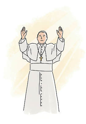 PSD 할아버지 노년 남자 십자가 일러스트 팔벌리기 한명 서기 빛 손들기 천주교 흰색 교황 신부복 노인남자한명만 국내일러스트 1 종교 컬러 모션 사람 성인 남자한명만 노인남자만 파일형식