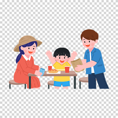 편집이미지 여자 남자 어린이 의자 가족 식탁 웃음 들기 누끼 앉기 소년 성인 세명 종이봉투 만세 핫도그 PNG 테이크아웃컵 음식 가구 관계 모션 탁자 봉투 패스트푸드 표정 사람 컵 파일형식