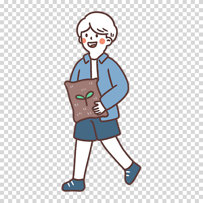 전신 편집이미지 남자 어린이 한명 미소 들기 누끼 소년 흙 포대 PNG 소년한명만 1 모션 표정 사람 남자한명만 소년만 파일형식