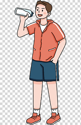 전신 편집이미지 남자 운동화 한명 미소 들기 누끼 성인 빨간색 운동복 물병 주머니손 PNG 물마시기 성인남자한명만 1 옷 컬러 신발 모션 표정 사람 마시기 물통 남자한명만 성인남자만 파일형식