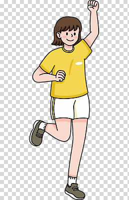 전신 편집이미지 여자 운동화 한명 미소 누끼 성인 운동복 달리기 운동 노란색 손들기 PNG 러닝 성인여자한명만 1 옷 컬러 신발 모션 표정 건강 사람 여자한명만 성인여자만 파일형식