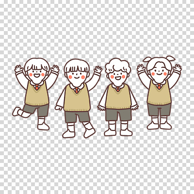 전신 편집이미지 여자 남자 어린이 미소 누끼 소녀 소년 여러명 손들기 유치원생 만세 손인사 유치원복 PNG 다리들기 어린이만 옷 다수 모션 표정 사람 인사 파일형식