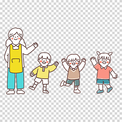 전신 편집이미지 여자 남자 어린이 미소 누끼 소녀 소년 여러명 성인 손들기 앞치마 만세 가리킴 유치원선생님 PNG 다수 모션 표정 사람 손짓 교사 파일형식