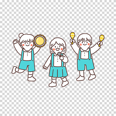 전신 편집이미지 여자 남자 어린이 노래 미소 들기 누끼 소녀 소년 세명 마이크 탬버린 PNG 마라카스 어린이만 음악 음향기기 모션 타악기 표정 사람 파일형식