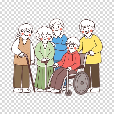 전신 편집이미지 여자 노년 남자 지팡이 미소 누끼 앉기 여러명 성인 잡기 승차 장애인 휠체어 PNG 어깨에손 다수 모션 표정 사람 장애 파일형식