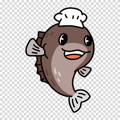 편집이미지 요리사모자 미소 누끼 사람없음 갈색 귀여움 PNG 우럭 해물캐릭터 캐릭터 모자_잡화 컬러 컨셉 표정 어류 요리사 파일형식