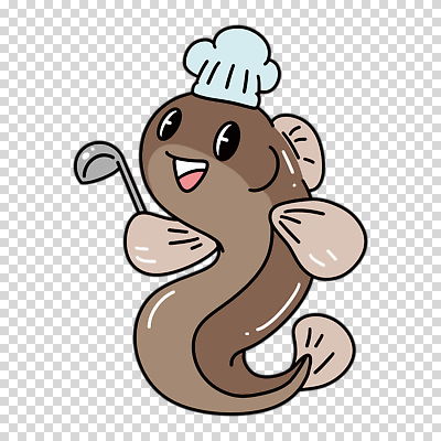 편집이미지 요리사모자 미소 들기 누끼 사람없음 갈색 귀여움 국자 PNG 미꾸라지 해물캐릭터 캐릭터 모자_잡화 컬러 컨셉 모션 주방용품 표정 요리사 파일형식