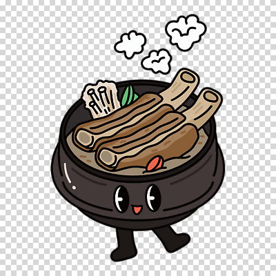 편집이미지 미소 누끼 사람없음 갈색 귀여움 수증기 뚝배기 음식캐릭터 팽이버섯 보양식 갈비뼈 PNG 갈비찜 캐릭터 음식 컬러 컨셉 뼈 표정 버섯 찜 갈비 몸보신 파일형식