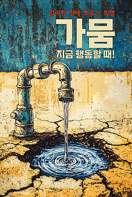 PSD 편집이미지 포스터 건조 사람없음 물 흐름 빈티지 공익캠페인 균열 부식 수도꼭지 웅덩이 가뭄 물절약 물부족 베이지색 이미지편집 자연요소 캠페인 컬러 컨셉 모션 날씨 절약 사회이슈 파일형식