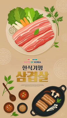 PSD 편집이미지 접시 한식 여행 생고기 사람없음 숟가락 소스 상추 메뉴 삼겹살 종지 팽이버섯 불판 쑥갓 고기구이 이미지편집 그릇 식기 음식 채소 수저 육류 돼지고기 버섯 양념 구이 파일형식