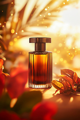 JPG 편집이미지 낙엽 잎 사람없음 햇빛 노을 주황색 고급 향수 보케 감성 향수병 편집실사 AI포토 AI콘텐츠 자연요소 식물 컬러 컨셉 태양 화장품 CG 병_담는 파일형식