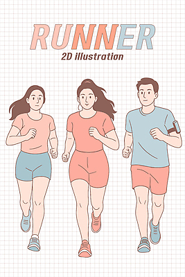 전신 여자 남자 분홍색 일러스트 함께함 성인 세명 운동복 달리기 운동 모임 오브젝트 러닝 성인만 만보기 일러캐릭터 AI파일 캐릭터 옷 컬러 컨셉 모션 건강 사람 파일형식 벡터