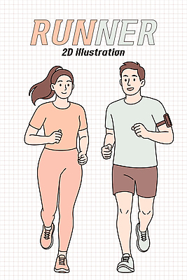 전신 여자 남자 일러스트 함께함 미소 성인 두명 운동복 달리기 운동 모임 오브젝트 러닝 성인만 만보기 일러캐릭터 AI파일 캐릭터 옷 컨셉 모션 표정 건강 사람 파일형식 벡터