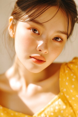 JPG 편집이미지 여자 한명 근접촬영 상반신 성인 햇빛 뷰티 노란색 창가 주근깨 뷰티풀 상큼발랄 의료성형뷰티 성인여자한명만 편집실사 AI인물포토 AI콘텐츠 1 뷰포인트 컬러 창문 사람 태양 점 CG 여자한명만 성인여자만 파일형식 AI포토