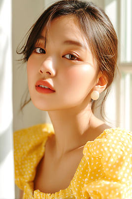 JPG 편집이미지 응시 여자 한명 근접촬영 상반신 성인 햇빛 뷰티 노란색 귀걸이 창가 뷰티풀 상큼발랄 의료성형뷰티 성인여자한명만 편집실사 AI인물포토 AI콘텐츠 1 시선 뷰포인트 컬러 장신구 창문 사람 태양 CG 여자한명만 성인여자만 파일형식 AI포토