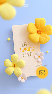 PSD 편집이미지 꽃 프레임 사람없음 노란색 3D 세일 보라색 봄 마지막 파스텔톤 이미지편집 편집3D 식물 계절 컬러 디지털합성 파일형식