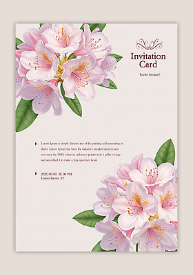 PSD 템플릿 분홍색 잎 카드템플릿 사람없음 초대장 철쭉 이미지템플릿 식물 꽃 컬러 카드_감사 파일형식