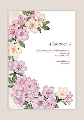 PSD 템플릿 분홍색 잎 카드템플릿 사람없음 나뭇가지 초대장 철쭉 이미지템플릿 나무 식물 꽃 컬러 카드_감사 파일형식