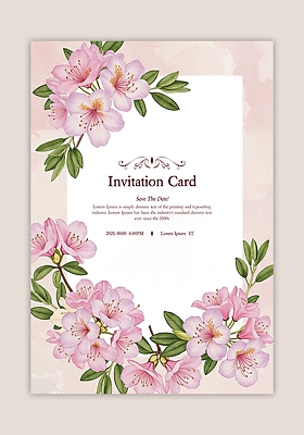 PSD 템플릿 분홍색 잎 카드템플릿 사람없음 초대장 철쭉 이미지템플릿 식물 꽃 컬러 카드_감사 파일형식