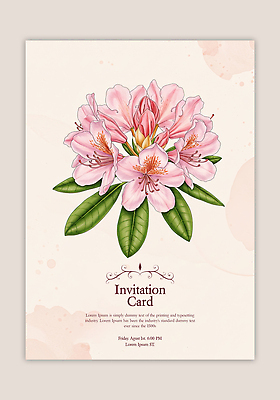 PSD 템플릿 분홍색 잎 카드템플릿 사람없음 초대장 철쭉 이미지템플릿 식물 꽃 컬러 카드_감사 파일형식