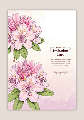 PSD 템플릿 분홍색 잎 카드템플릿 사람없음 초대장 철쭉 이미지템플릿 식물 꽃 컬러 카드_감사 파일형식