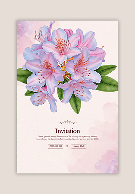 PSD 템플릿 잎 카드템플릿 사람없음 보라색 초대장 철쭉 이미지템플릿 식물 꽃 컬러 카드_감사 파일형식