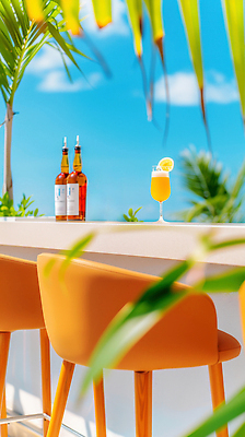JPG 구름 편집이미지 의자 하늘 술병 사람없음 야외 여름 햇빛 맑음 칵테일 바 칵테일잔 야자수잎 레몬장식 루프탑 편집실사 AI포토 AI콘텐츠 자연요소 계절 가구 잎 술잔 병_용기 날씨 주류 장식 태양 파티 레몬 CG 파일형식