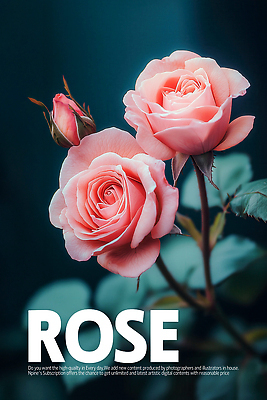 PSD 편집이미지 포스터 분홍색 잎 타이포그라피 사람없음 장미 로맨틱 두송이 꽃봉오리 민트색 이미지편집 식물 문자 꽃 컬러 컨셉 2 파일형식