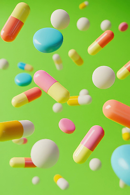 JPG 편집이미지 의학 사람없음 연두색 알약 다양 떨어짐 편집실사 AI포토 AI콘텐츠 다수 컨셉 초록색 약 CG 파일형식