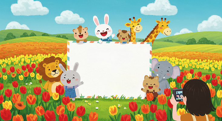 JPG 구름 여자 꽃밭 일러스트 하늘 의인화 한명 들기 잔디 상반신 성인 뒷모습 친구 카메라 봄 튤립 토끼 사자 기린 토끼캐릭터 다람쥐 동산 코끼리캐릭터 고슴도치 성인여자한명만 카피스페이스 국내일러스트 AI일러스트 AI콘텐츠 자연요소 식물 1 계절 꽃 뷰포인트 동물캐릭터 포유류 관계 모션 코끼리 사람 전자제품 반려동물 공백 설치류 여자한명만 성인여자만 파일형식