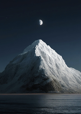 JPG 편집이미지 호수 야경 밤하늘 산 풍경 사람없음 검은색 어둠 달빛 몽환 편집실사 AI컴퓨터그래픽 AI콘텐츠 컬러 컨셉 하늘 달 야간 CG 파일형식 풍경_경치