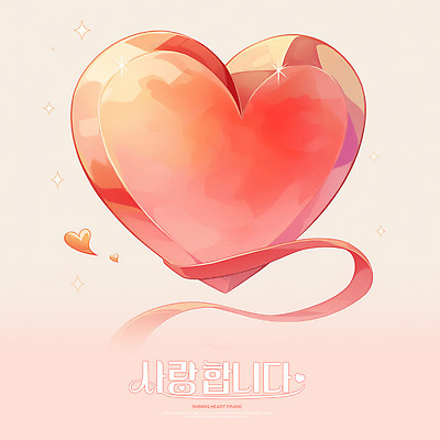 PSD 리본 분홍색 일러스트 사람없음 반짝임 하트프레임 키치 국내일러스트 컬러 컨셉 모션 프레임 하트 파일형식