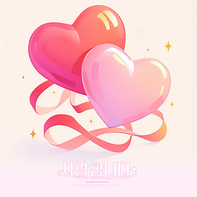 PSD 리본 분홍색 일러스트 사람없음 반짝임 하트프레임 키치 국내일러스트 컬러 컨셉 모션 프레임 하트 파일형식