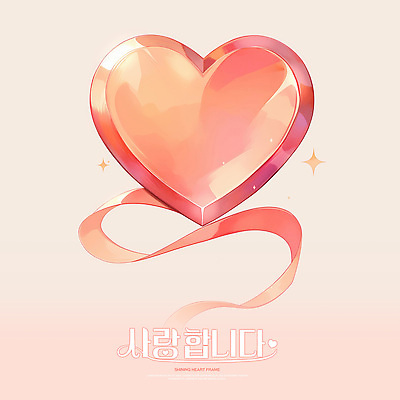 PSD 리본 분홍색 일러스트 사람없음 반짝임 하트프레임 키치 국내일러스트 컬러 컨셉 모션 프레임 하트 파일형식