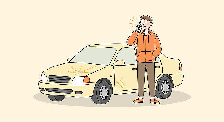 전신 남자 일러스트 자동차 한명 들기 성인 스마트폰 슬픔 주머니손 스크래치 통화 자동차사고 찌그러짐 베이지색 자동차보험 성인남자한명만 국내일러스트 AI파일 1 감정 육상교통 컬러 컨셉 모션 사람 핸드폰 스마트기기 교통사고 보험 남자한명만 성인남자만 파일형식 벡터