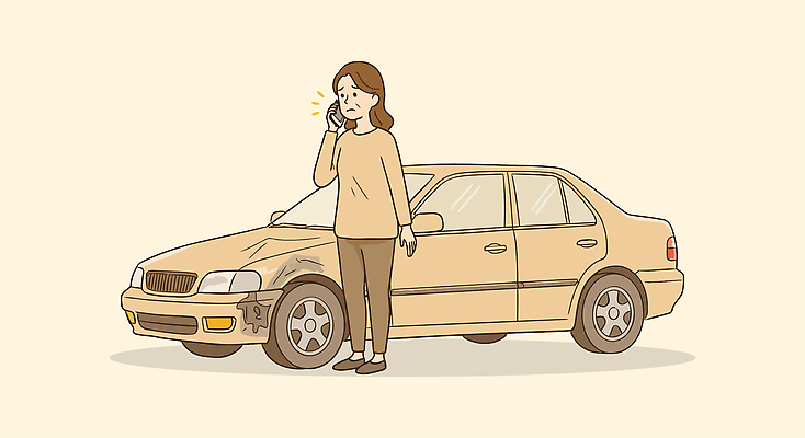 전신 여자 일러스트 자동차 한명 들기 성인 스마트폰 슬픔 통화 자동차사고 찌그러짐 베이지색 자동차보험 성인여자한명만 국내일러스트 AI파일 1 감정 육상교통 컬러 컨셉 모션 사람 핸드폰 스마트기기 교통사고 보험 여자한명만 성인여자만 파일형식 벡터